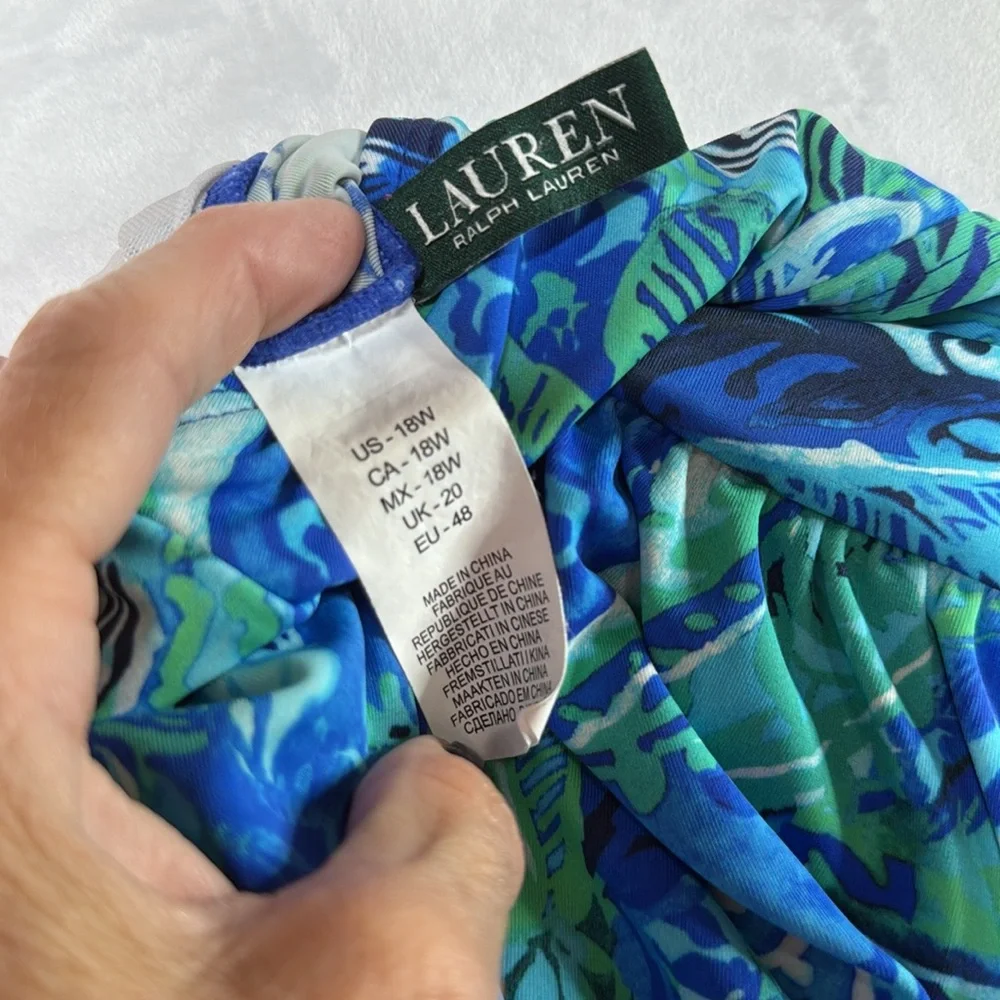 Lauren Ralph Lauren Tankini‎ Swimsuit Top Blue Paisley Pattern Women’s Size 18 W
